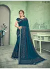 Teal Blue Norita Felicity Sequins Embroidery Work Party Wear Lycra Saree 11616